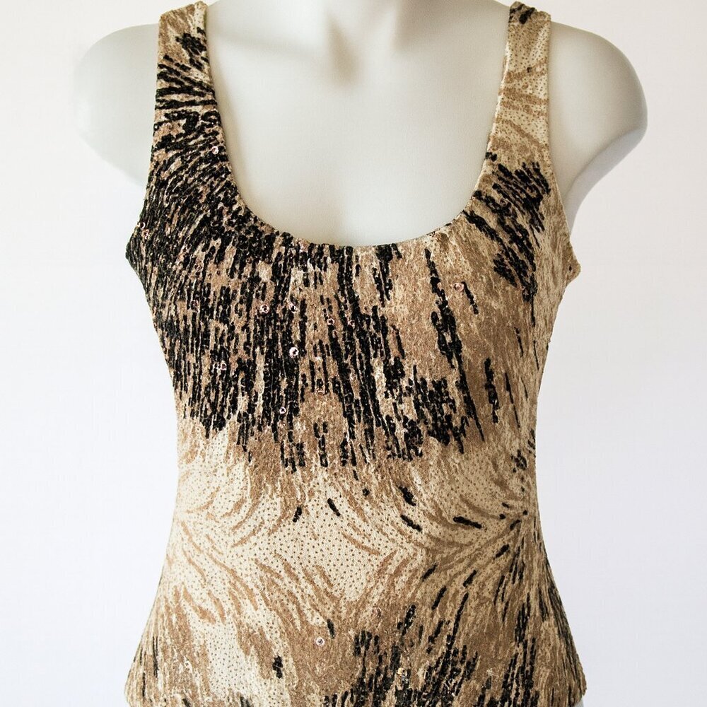 Alex Evenings Large Petite 90s/Y2K/Fairycore Bling Tank Top Sleeveless Sparkles